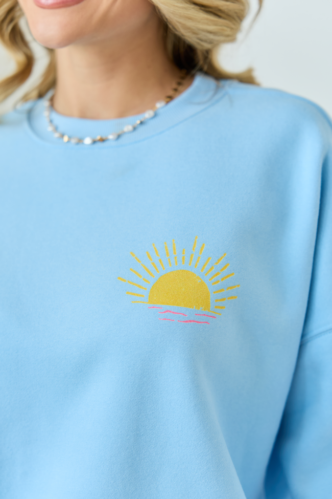 Sunny Days Ahead Light Blue Graphic Sweatshirt