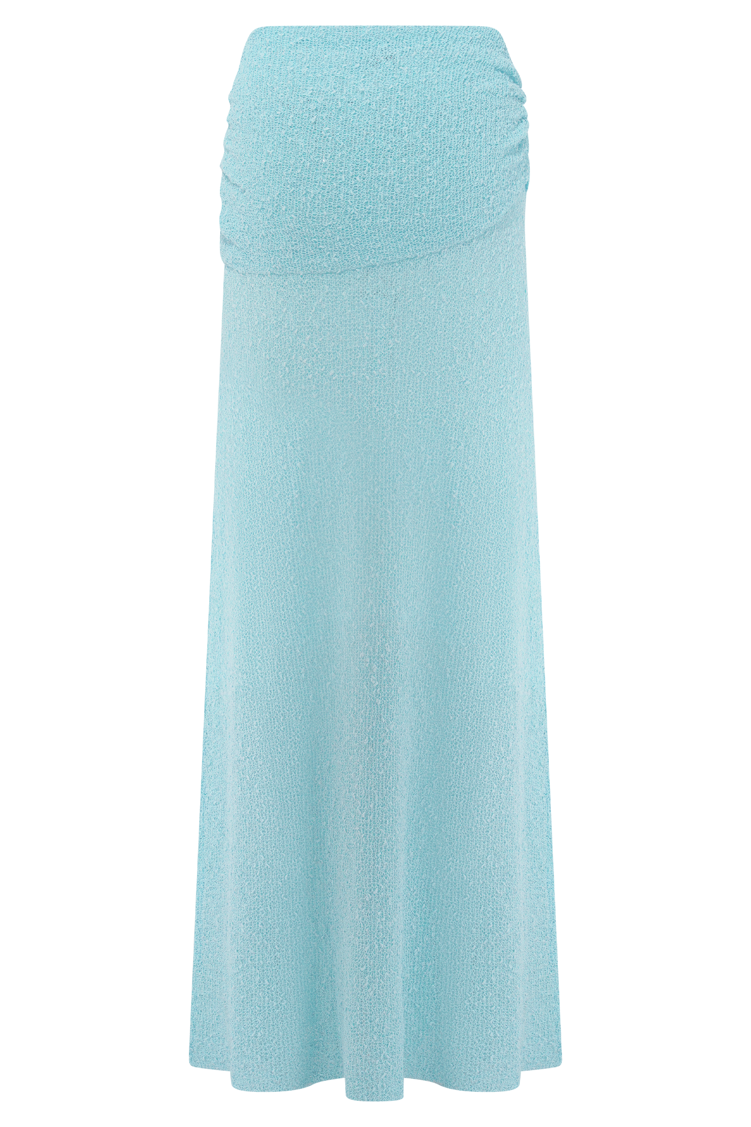 Blue Ruched Knit Maxi Skirt