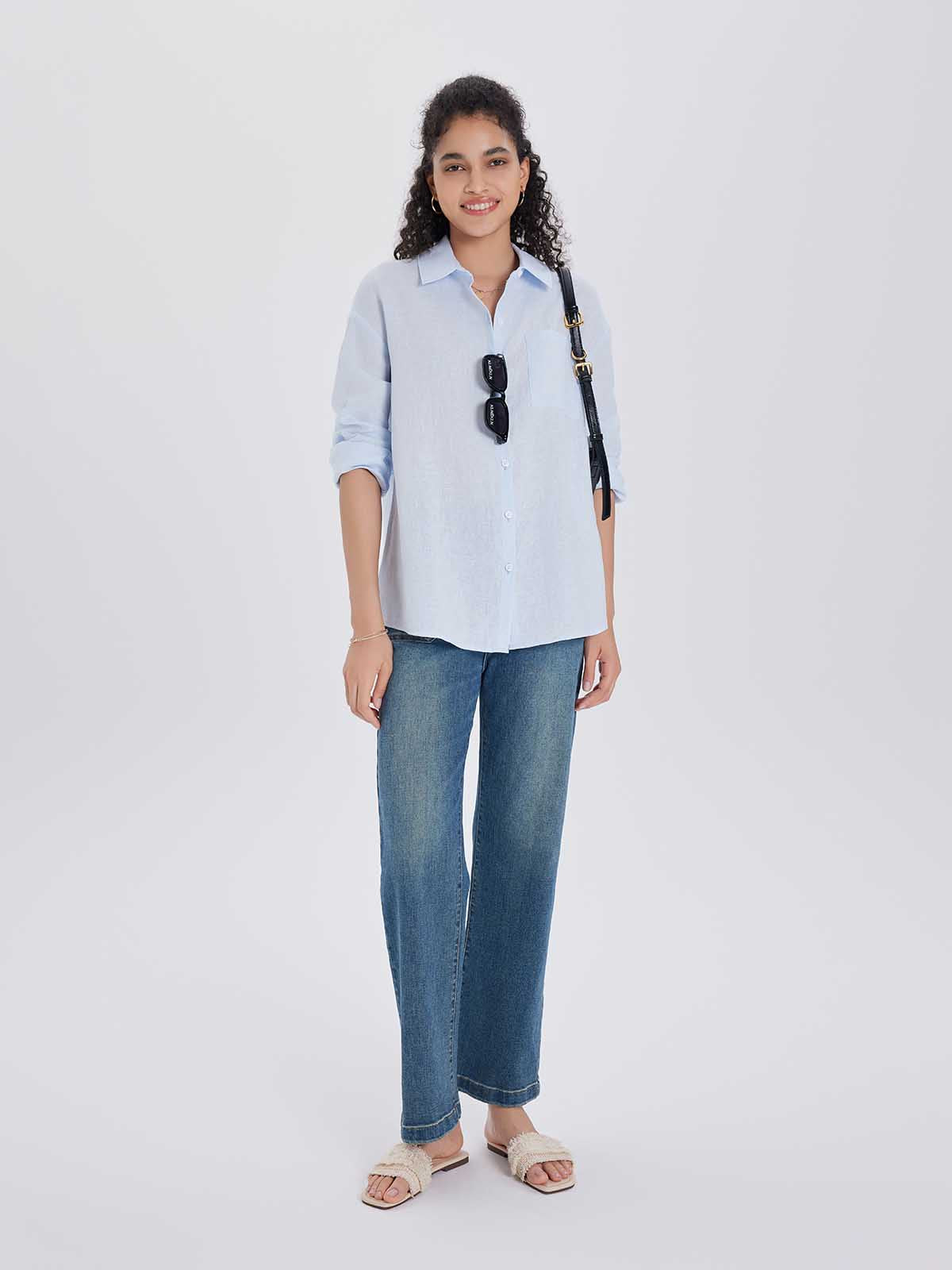 ASOBIO 100% Linen Button-Up Shirt