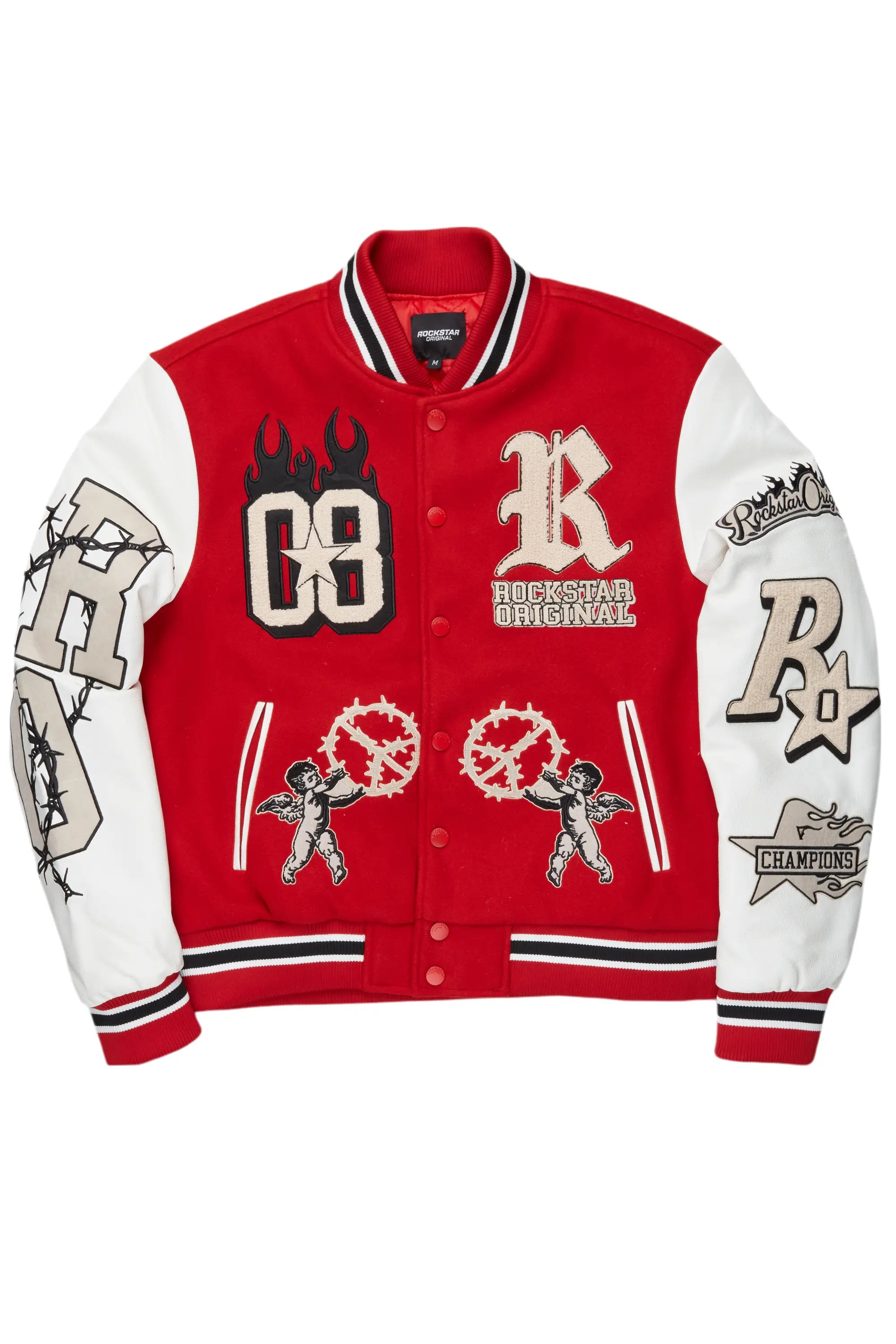 Vielsa Red Oversized Varsity Jacket