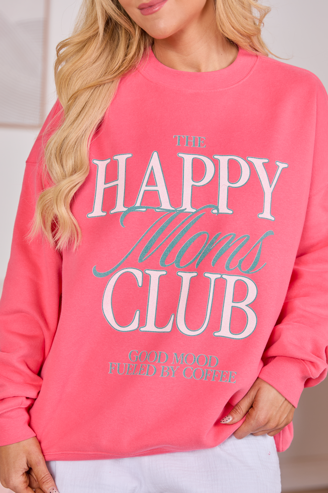 Happy Moms Club Light Red Graphic Sweatshirt