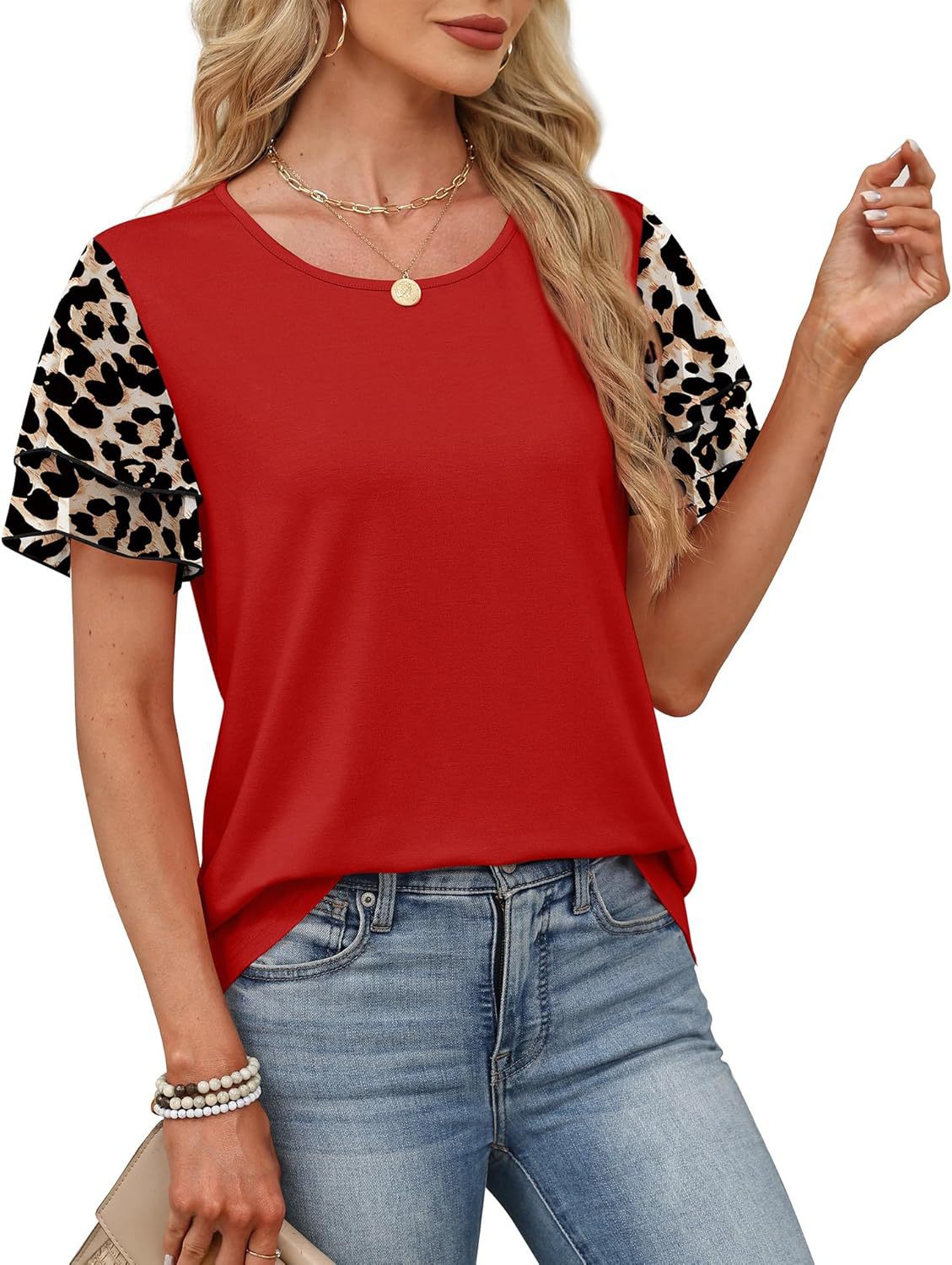 Layered Short Sleeve Round Neck T-Shirt