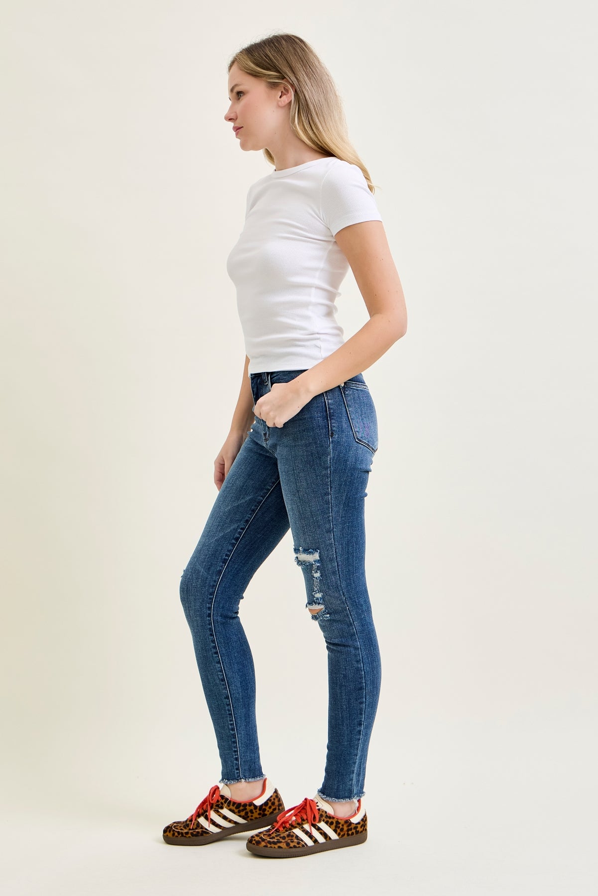 Andrea High Waist Skinny Jeans with Rips