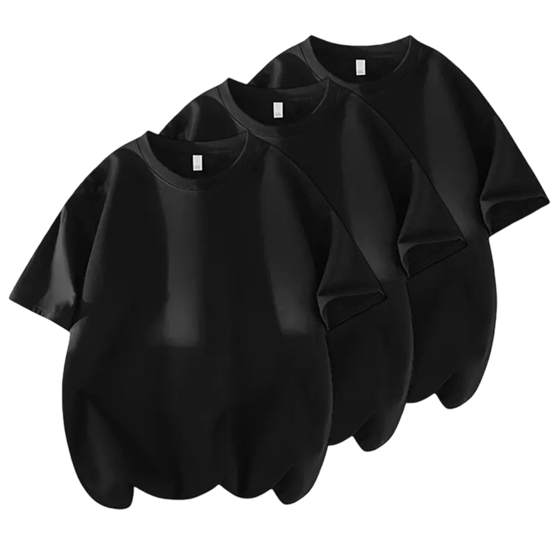 Men's 3PCS 100% cotton Crew Neck T-Shirts Set - Soft Loose Fit Navy Gray Black Tees for Casual Daily Wear