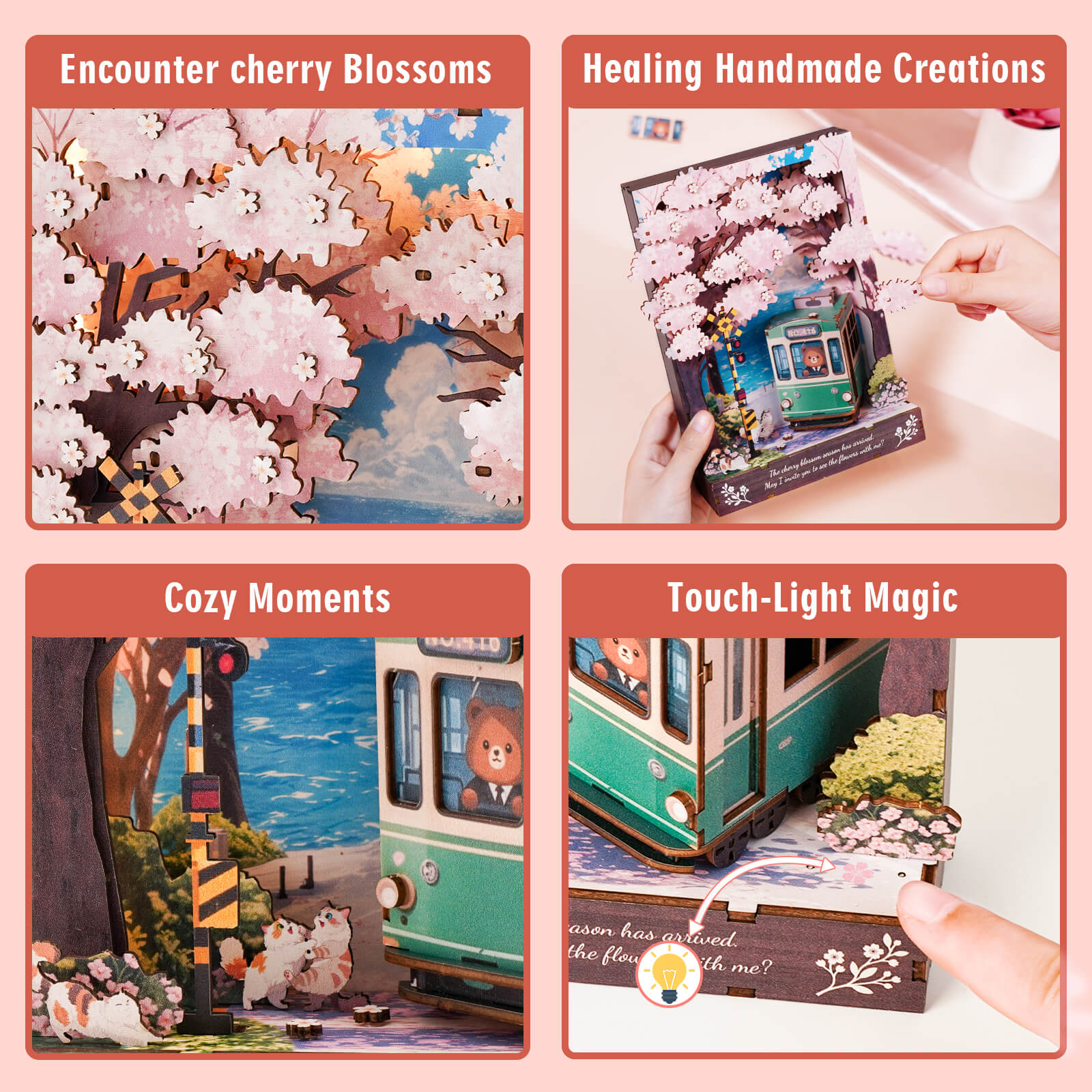 Sakura Rendezvous â€“ DIY Wooden Painting, 3D Puzzle Craft Kit
