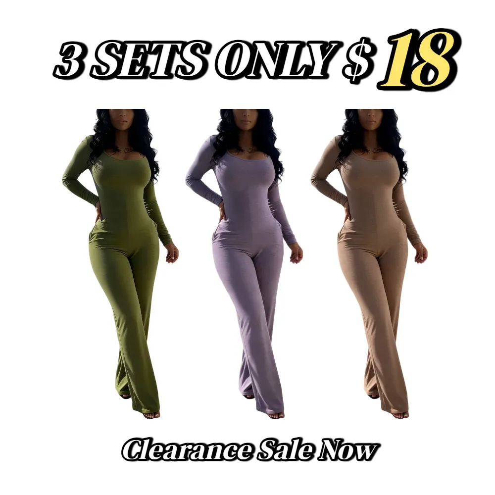 Women's Sexy Plain Long Sleeve Jumpsuit