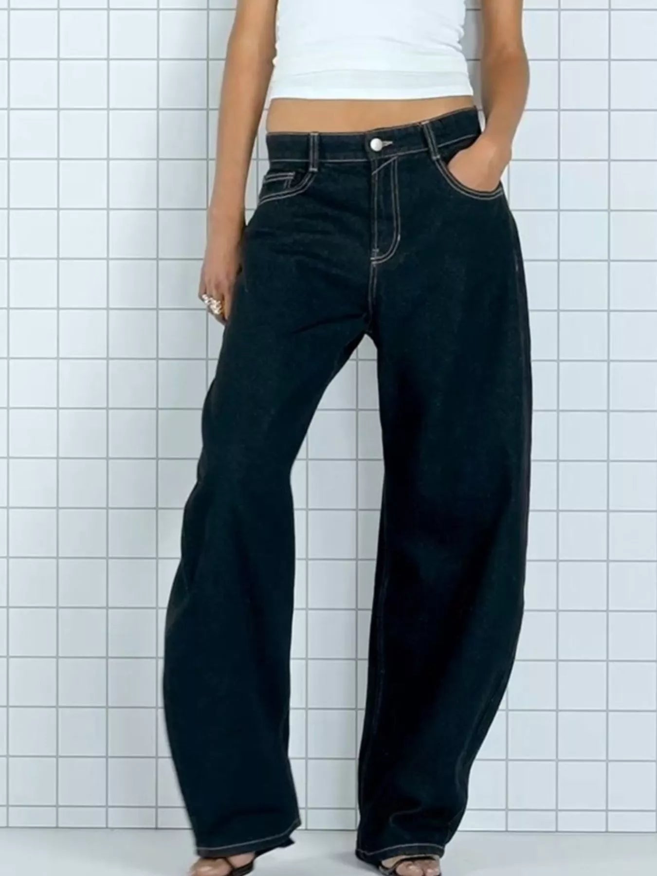 Wide Leg Washed Jeans