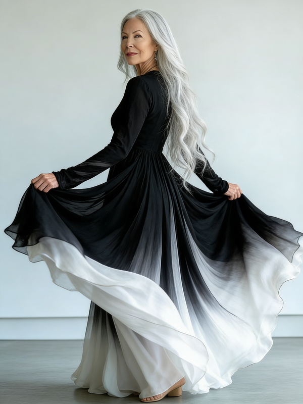 Embroidered Retro Loose Embroidered Printed Contrast Color Dress5999