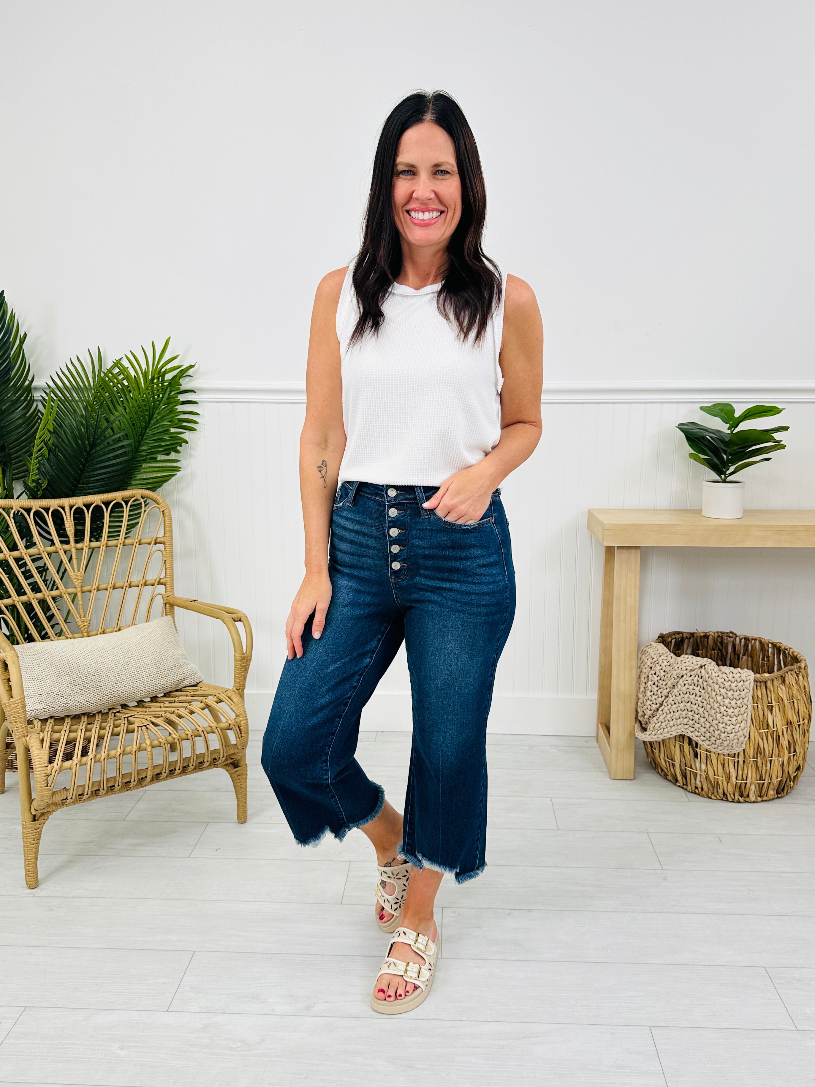 Judy Blue On The Fly Cropped Wide Leg Jeans