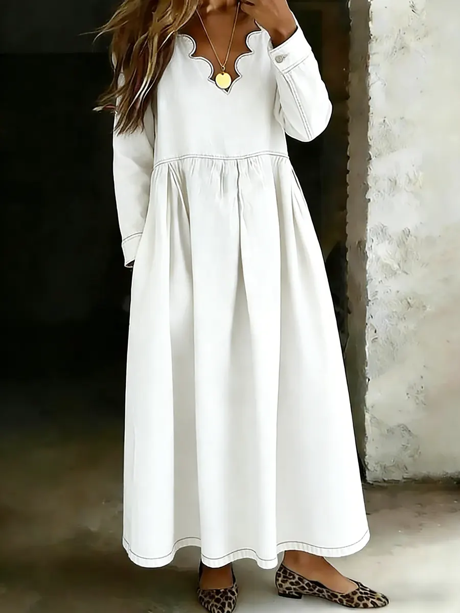 Women's Casual Wavy Neckline Denim Skirt