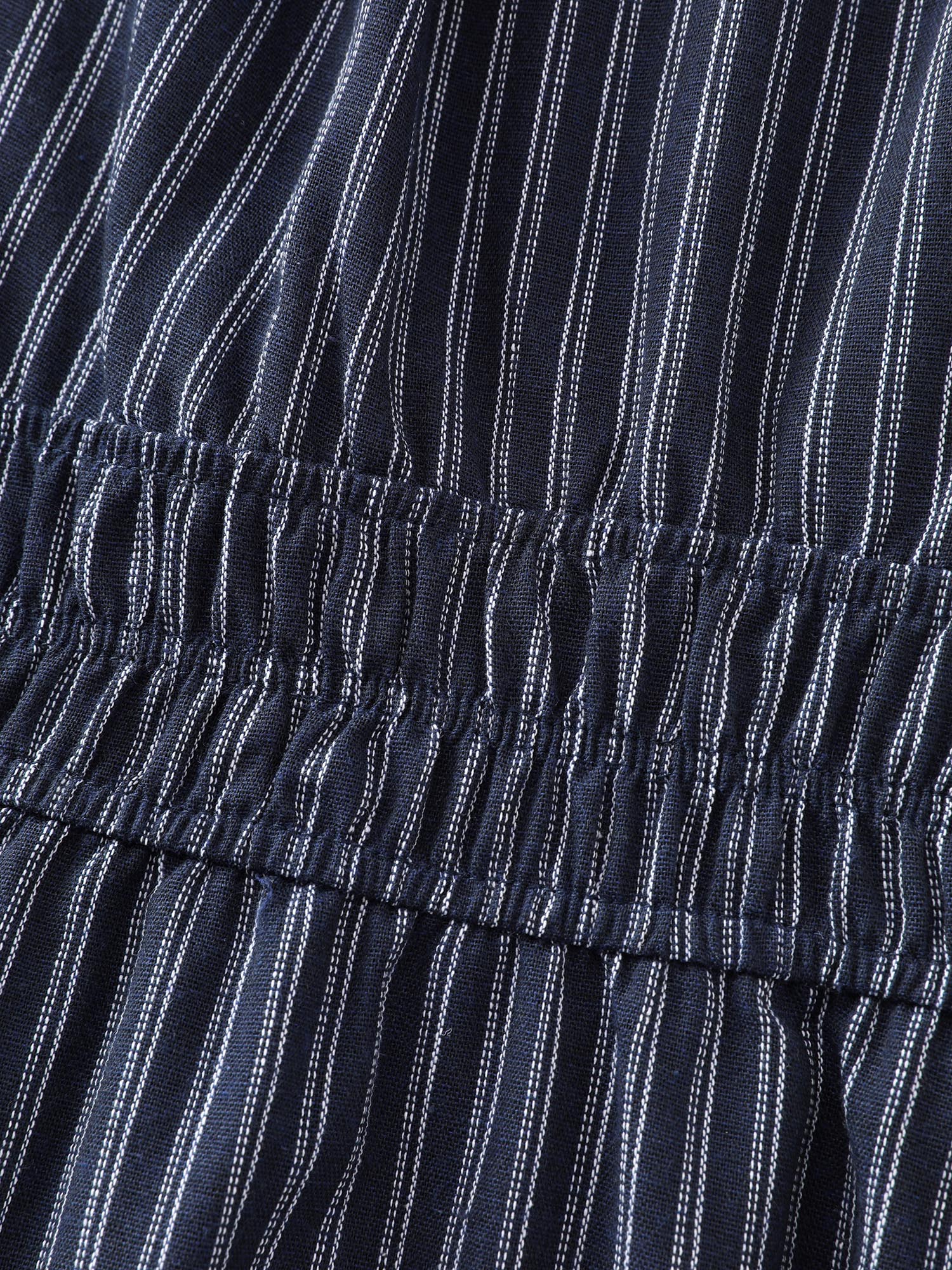 Striped Drawstring Neckline Split Hem Midi Dress