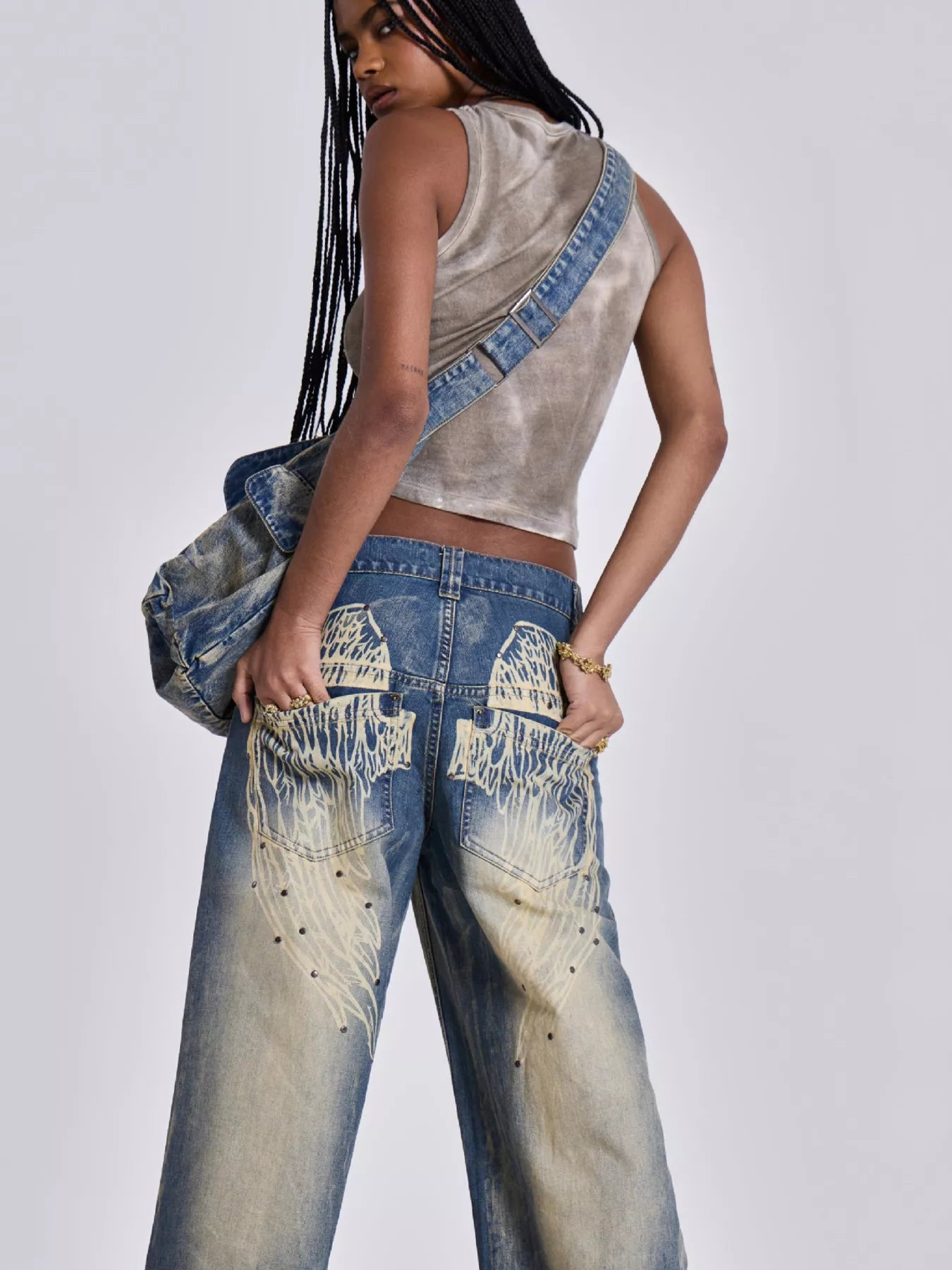 Vintage Wash Wide Leg Jeans