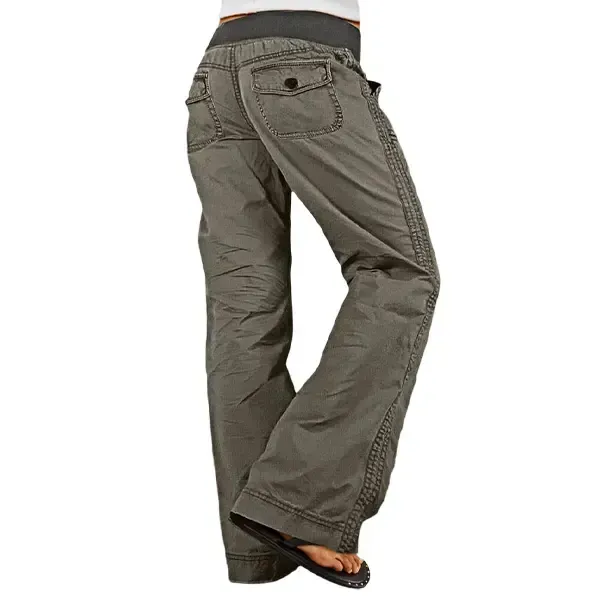 Solid Seam Detail Drawstring Mid Rise Straight Leg Pants High Stretch Fabric Women's Wear Minimalist Fit Basic Style Multiple Colors