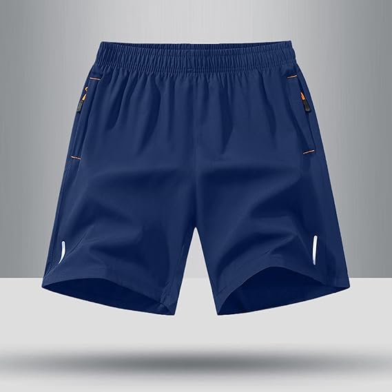 Men's zipper pocket shorts, summer ice silk beach shorts, ice-sense quick-dry sports casual pants