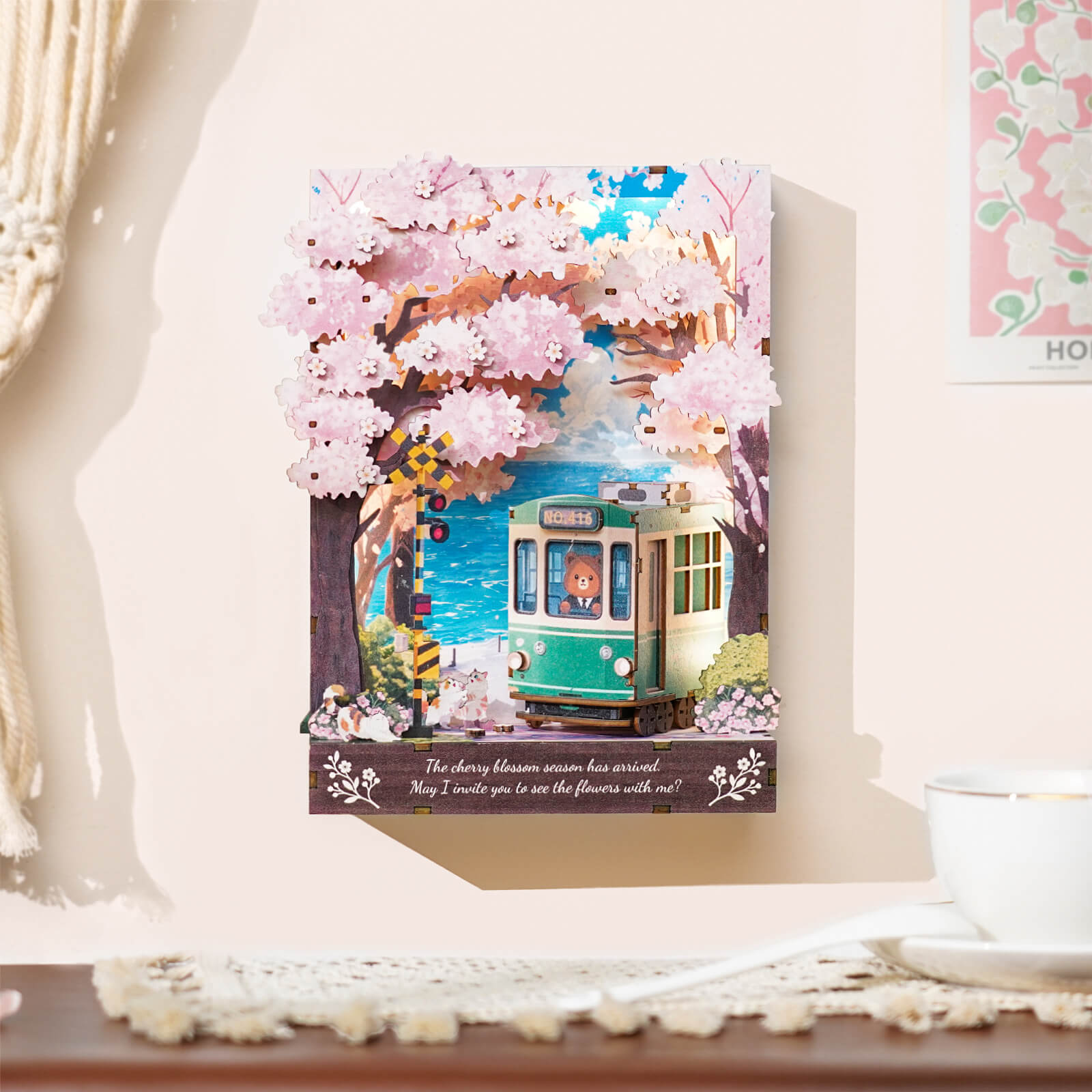 Sakura Rendezvous – DIY Wooden Painting, 3D Puzzle Craft Kit