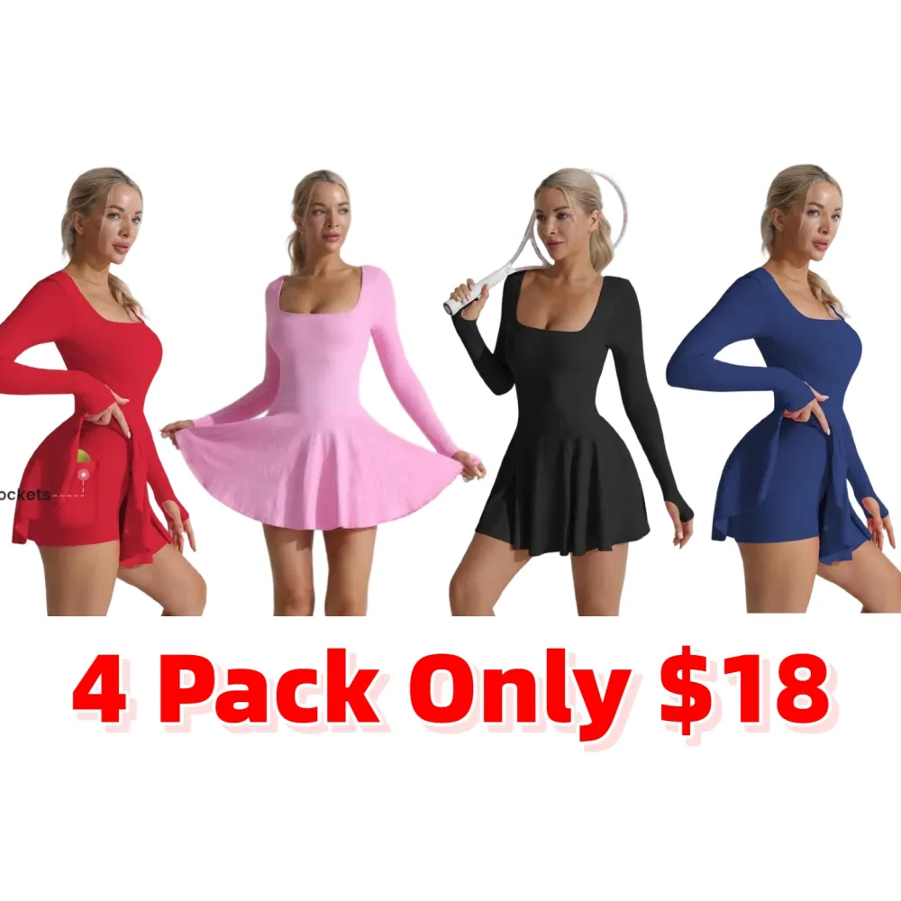 Women's Solid Criss Cross Backless 2 in 1 Sports Dress