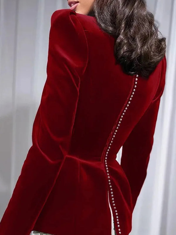 Fashionable And Personalized Long-Sleeved Color-Blocked Pleated Hem Mini Skirt Dress