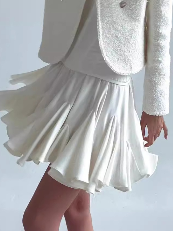 High Waist Pleated Short Skirt