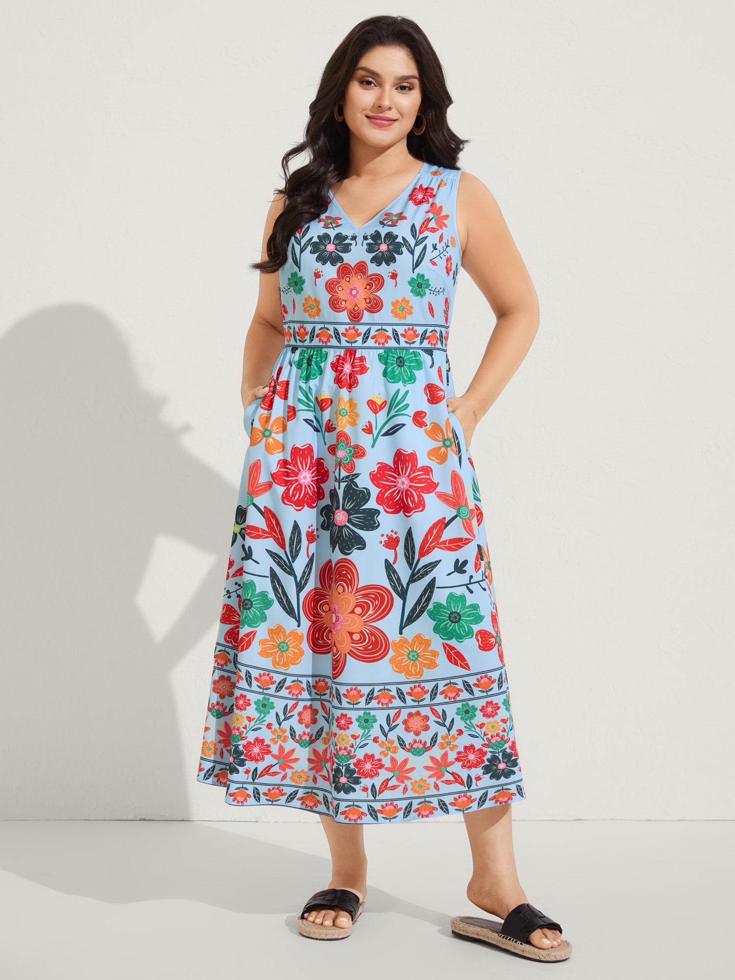 Floral Drama Cinched-Waist Maxi Dress