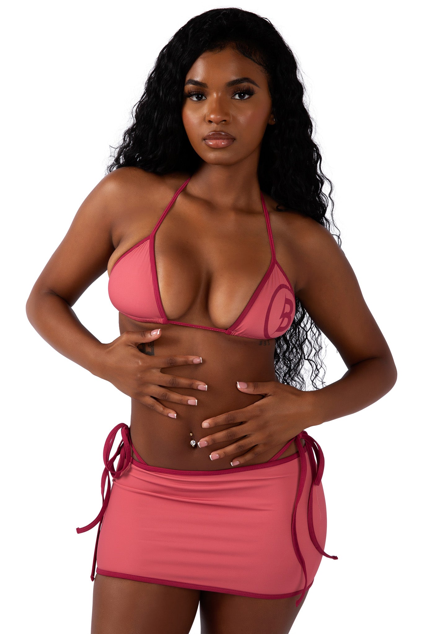 BACKSHOT SWIM SKIRT (MUTED PINK/STRAWBERRY PINK)