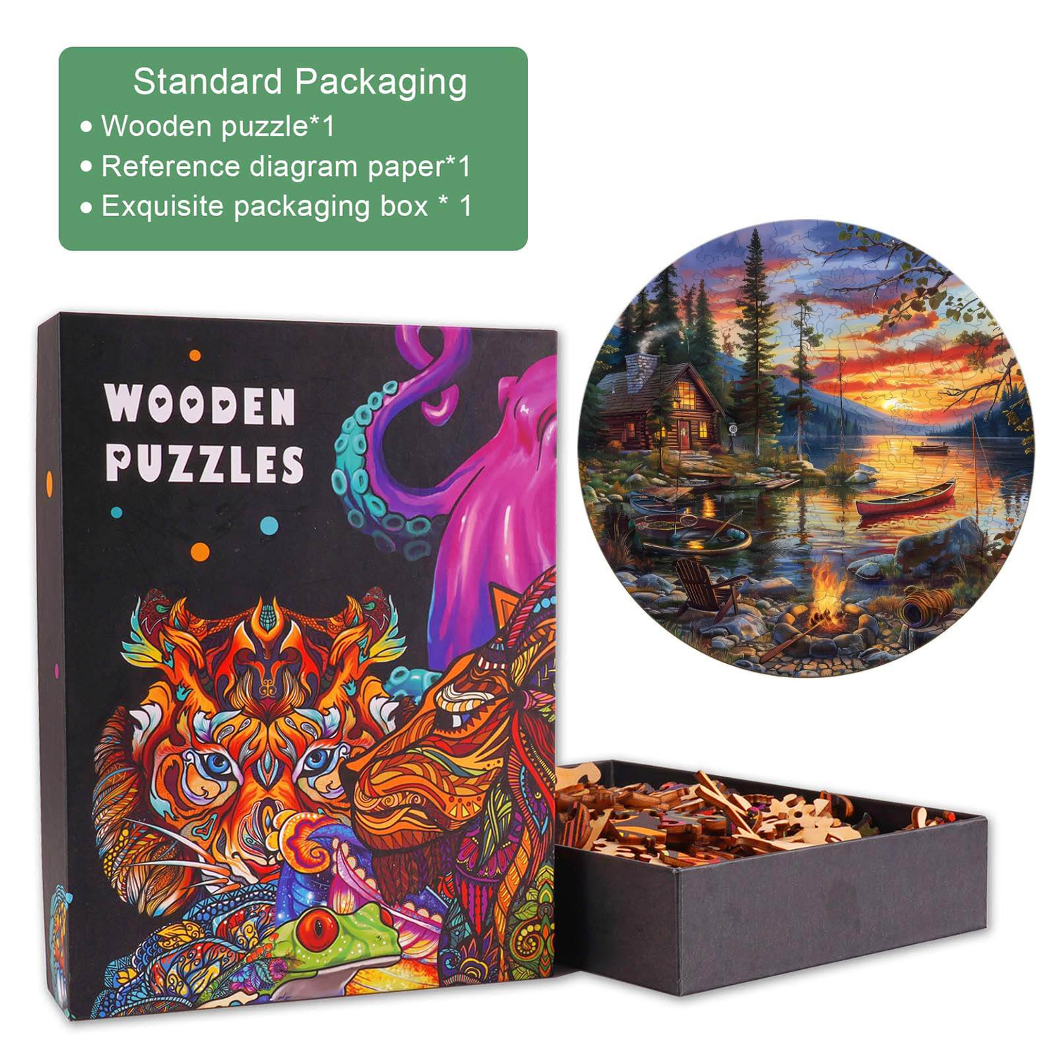 Canoe Lake-2 Wooden Jigsaw Puzzle