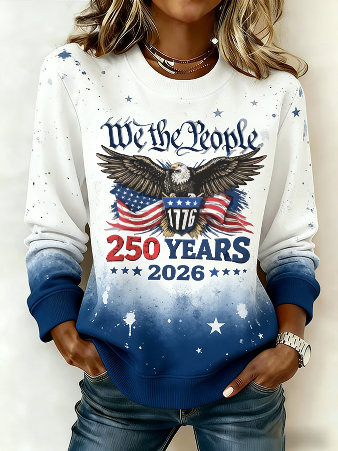 Ladies' Leisure 250th Anniversary National Day Celebration Round Neck Hoodie