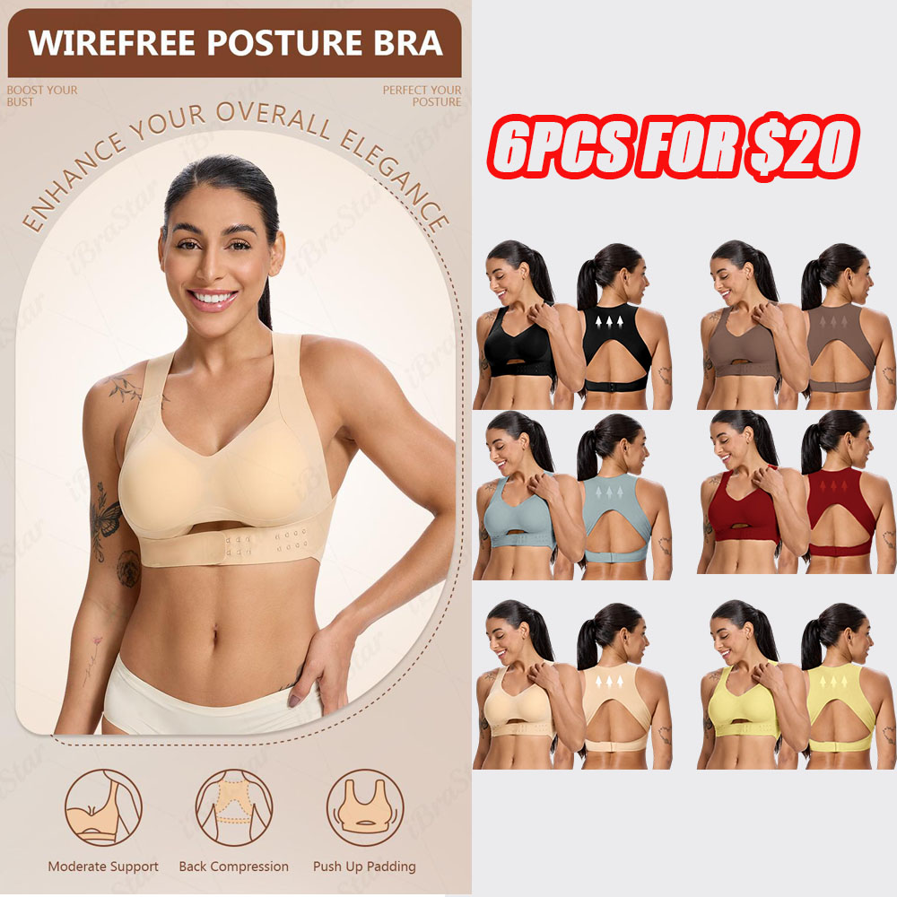 【Postural correction】Women’s Wireless Bra, Soft Breathable Non-removable Moulded Cups