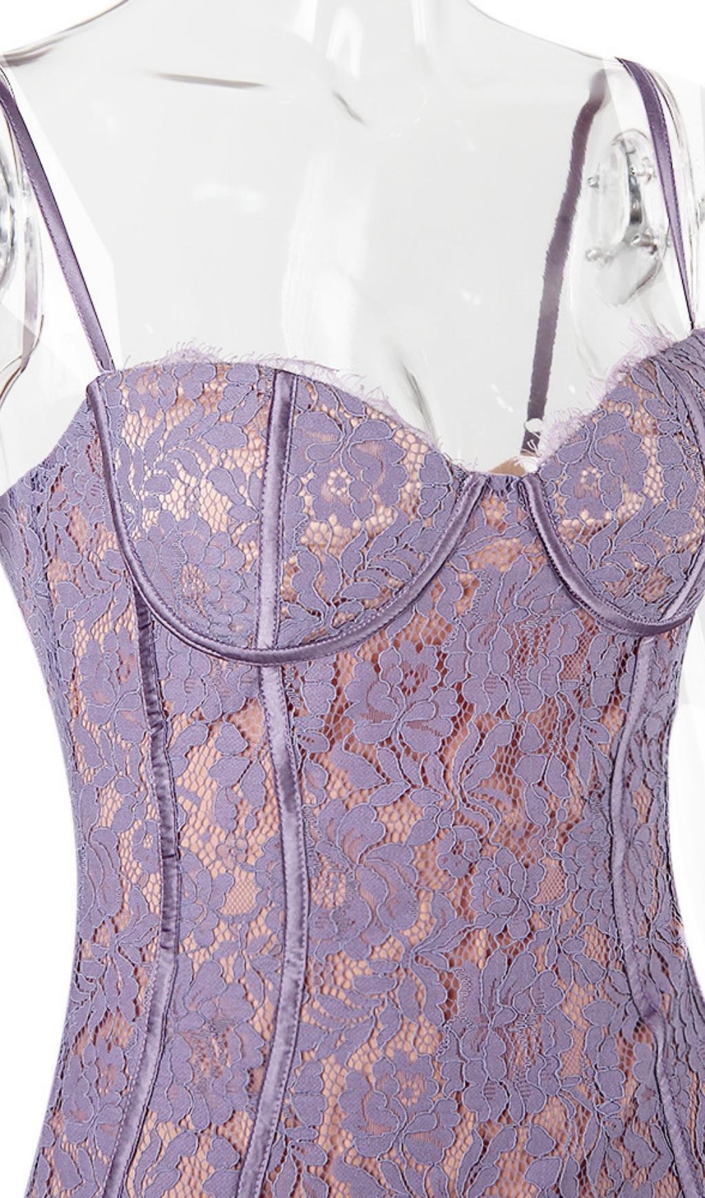 LACE MINI DRESS IN PURPULE