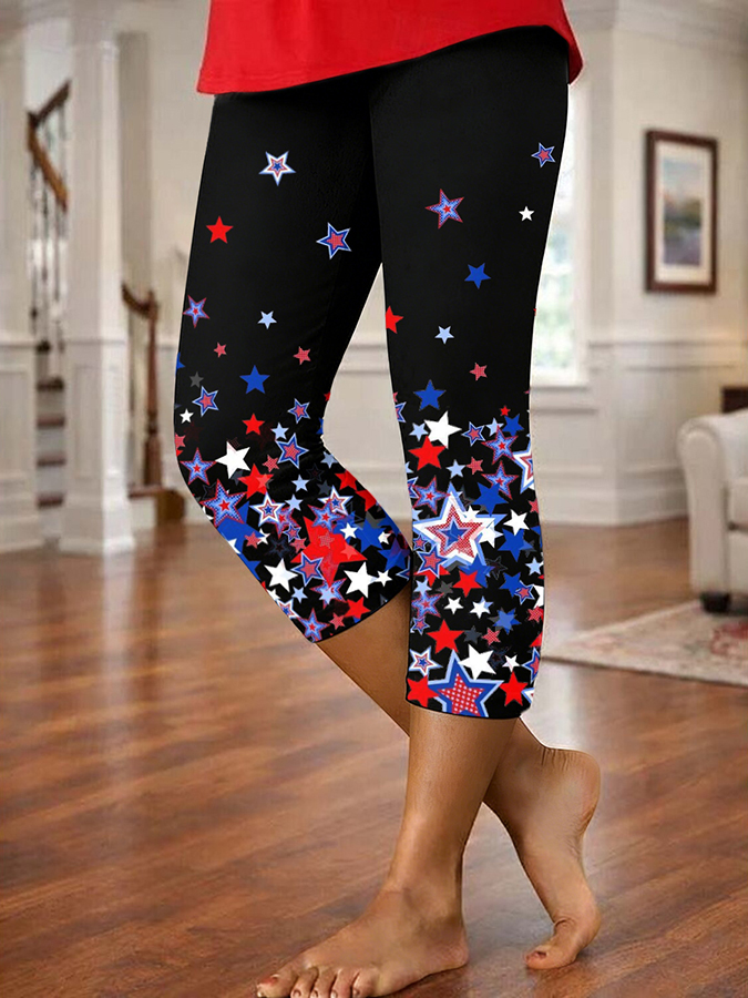 Women's Casual And Minimalist American 250Th Anniversary Printed Pants