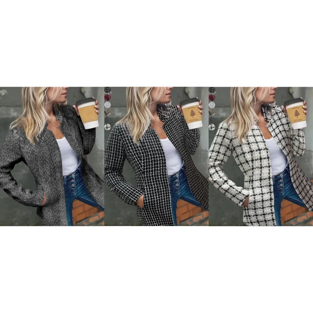 Women's Solid Color Pocket Long Sleeve Open Front Coat