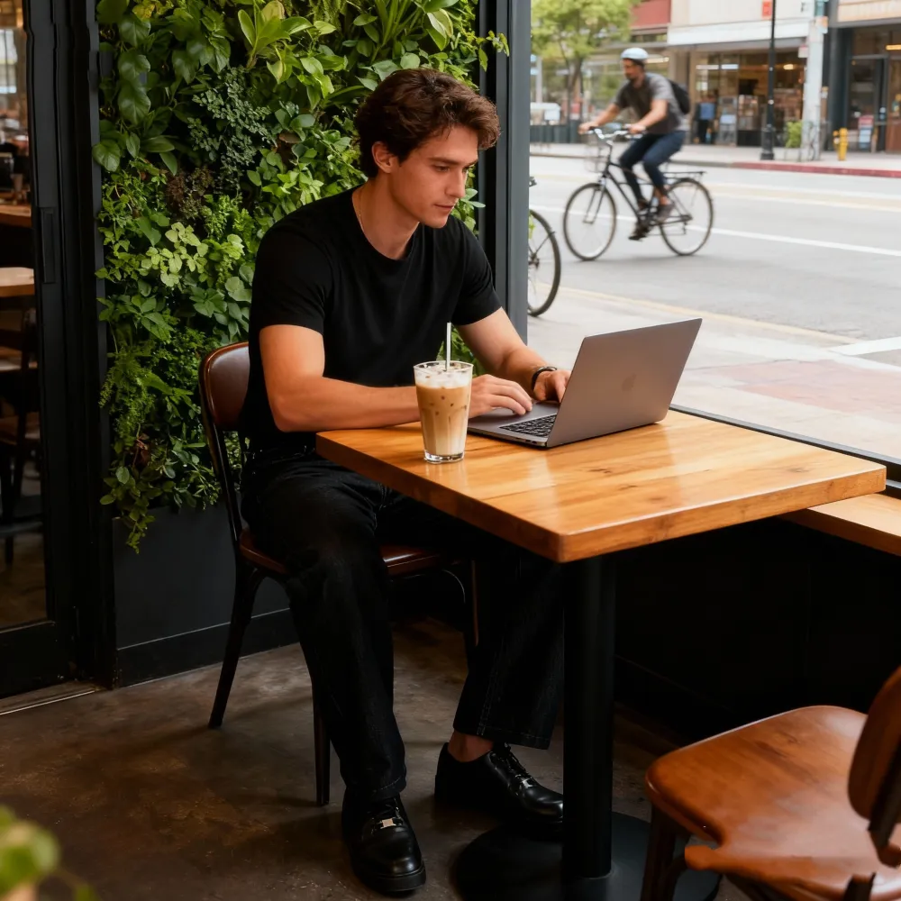 Pleated Raw Denim Baggy Fit Jeans