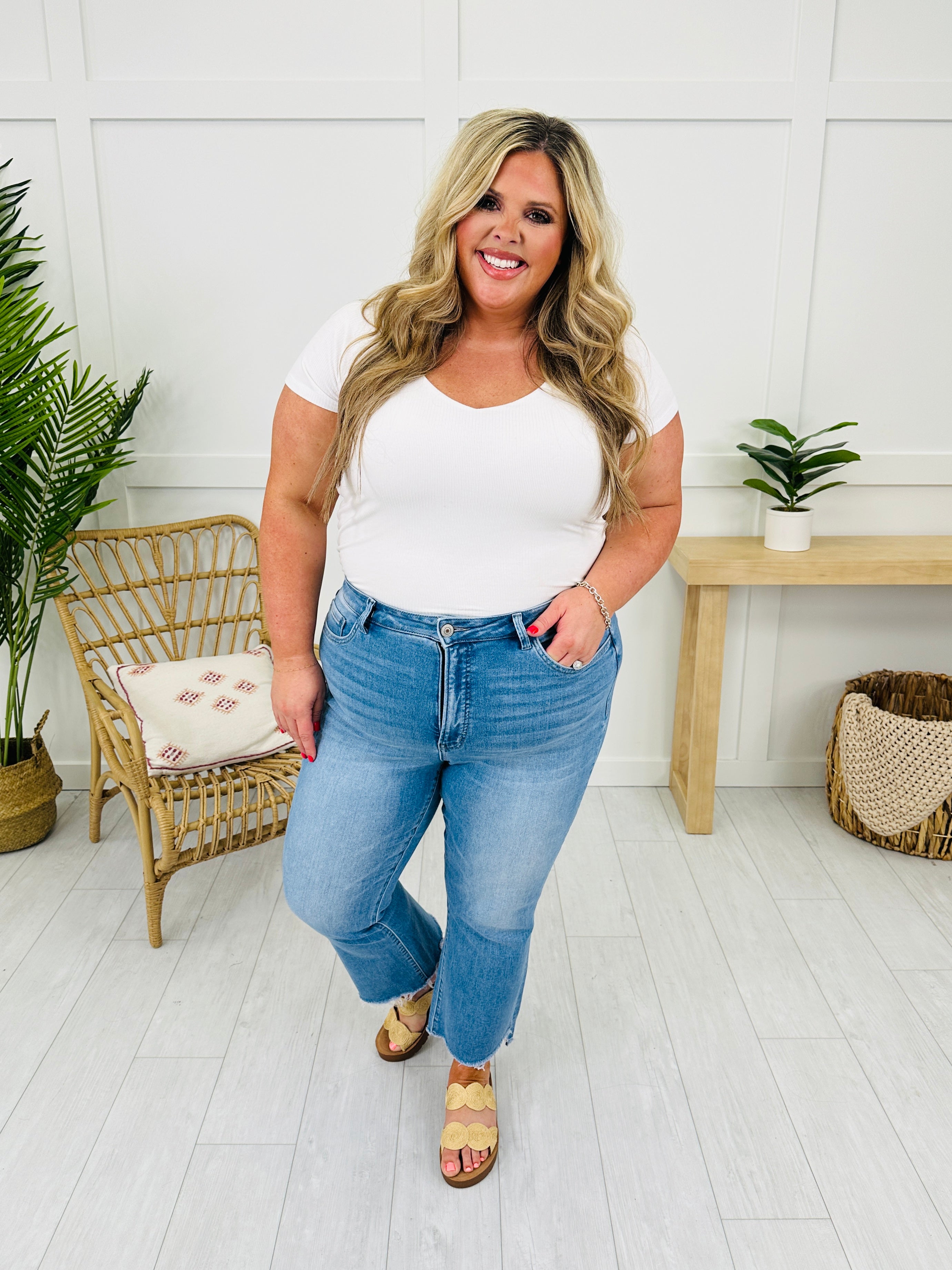 Severely Soft Tummy Control Cropped Kick Flare Jeans