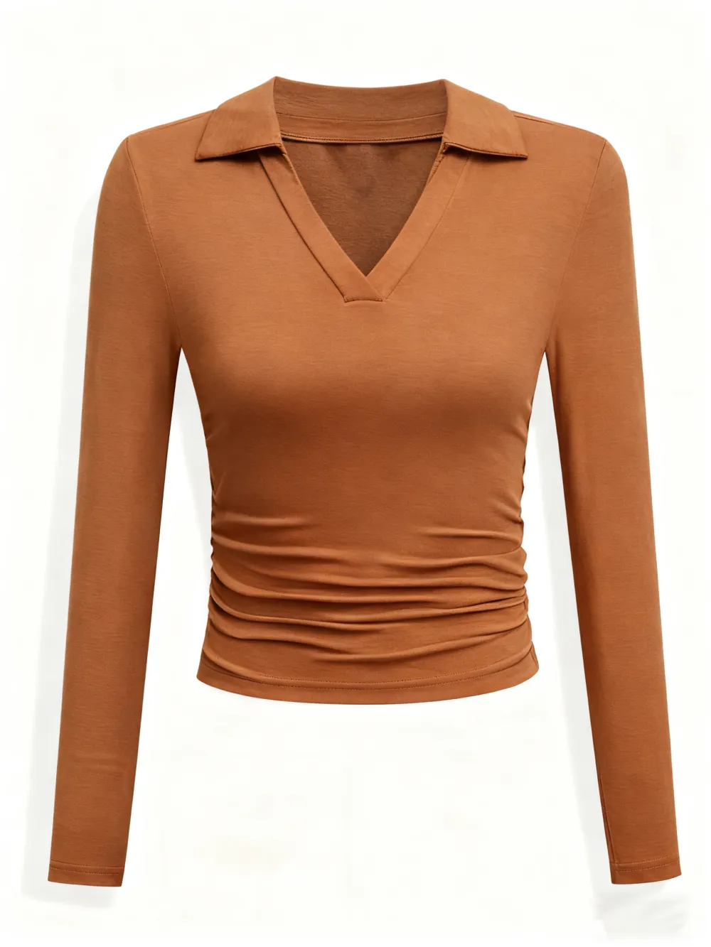 Knit Solid Color Long Sleeve V Neck Slim