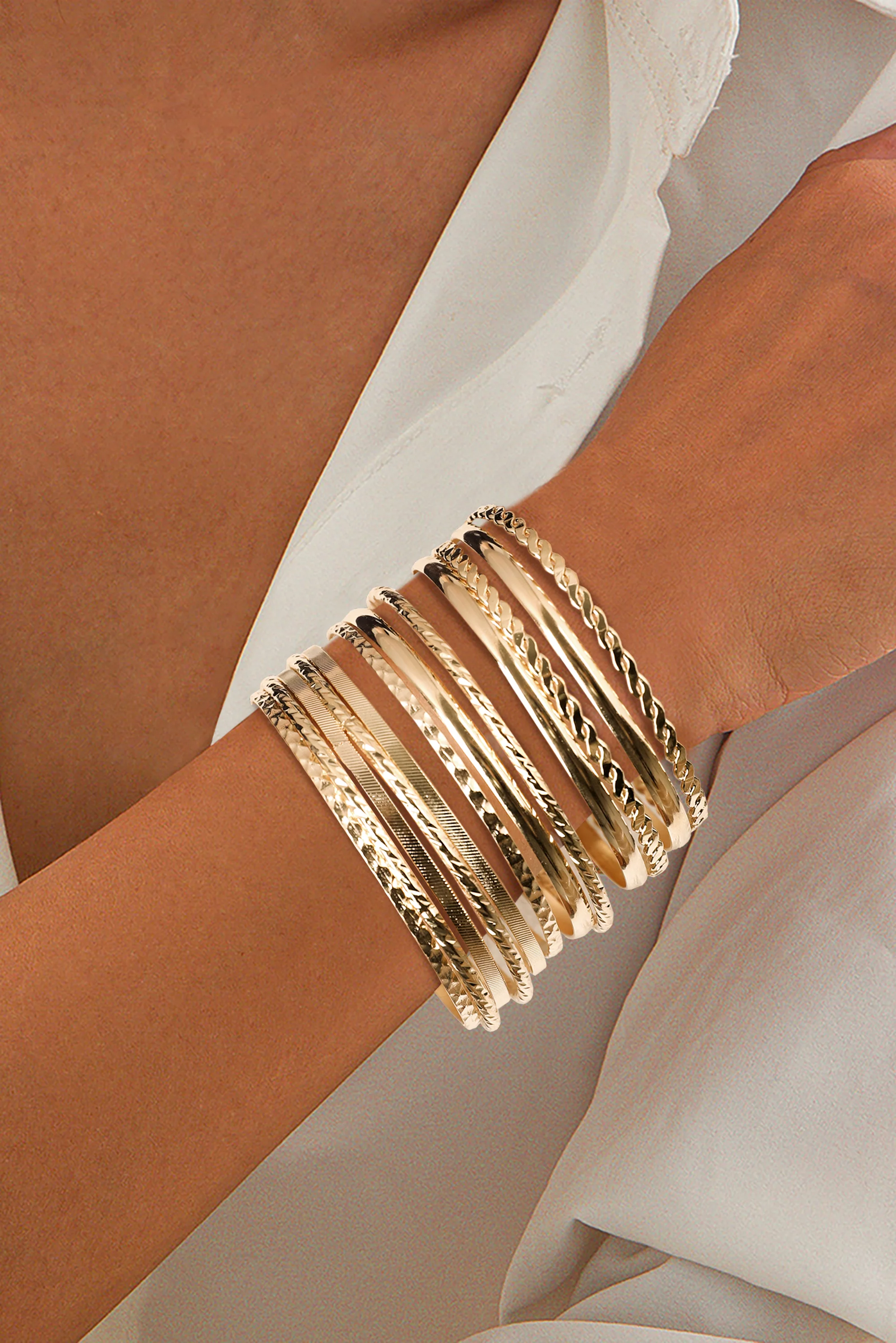 Gold Multi Piece Plated Alloy Bangle Bracelet
