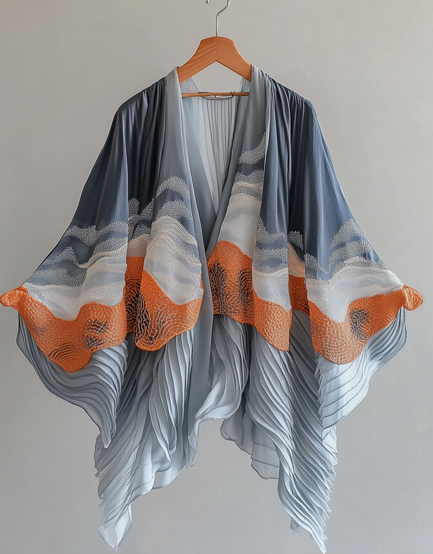 Summer cardigan with gradient stitching and embroidery 7055