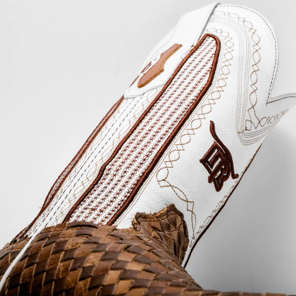 Tan Basketweave Boots -Square Toe