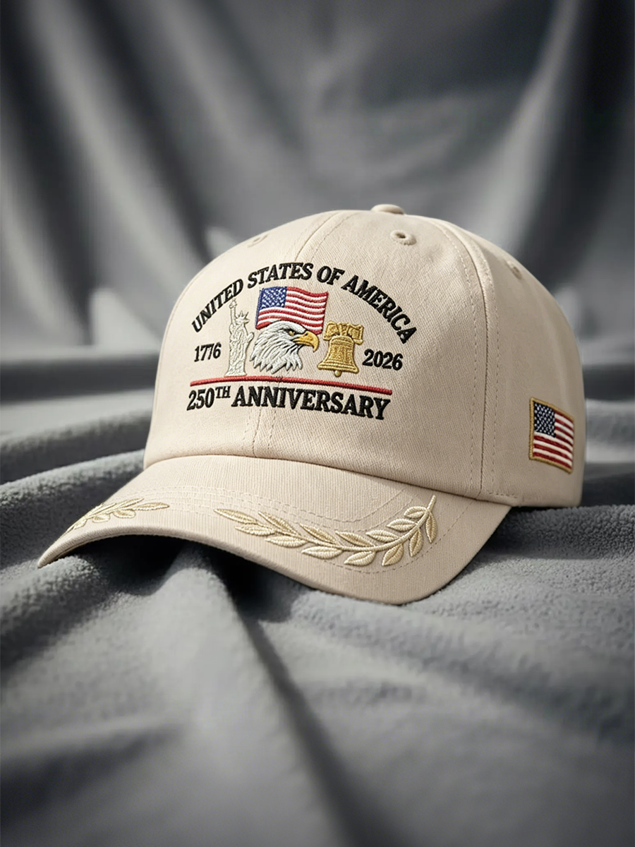 USA 250th Anniversary Statue Of Liberty & Liberty Bell Embroidered Baseball Cap