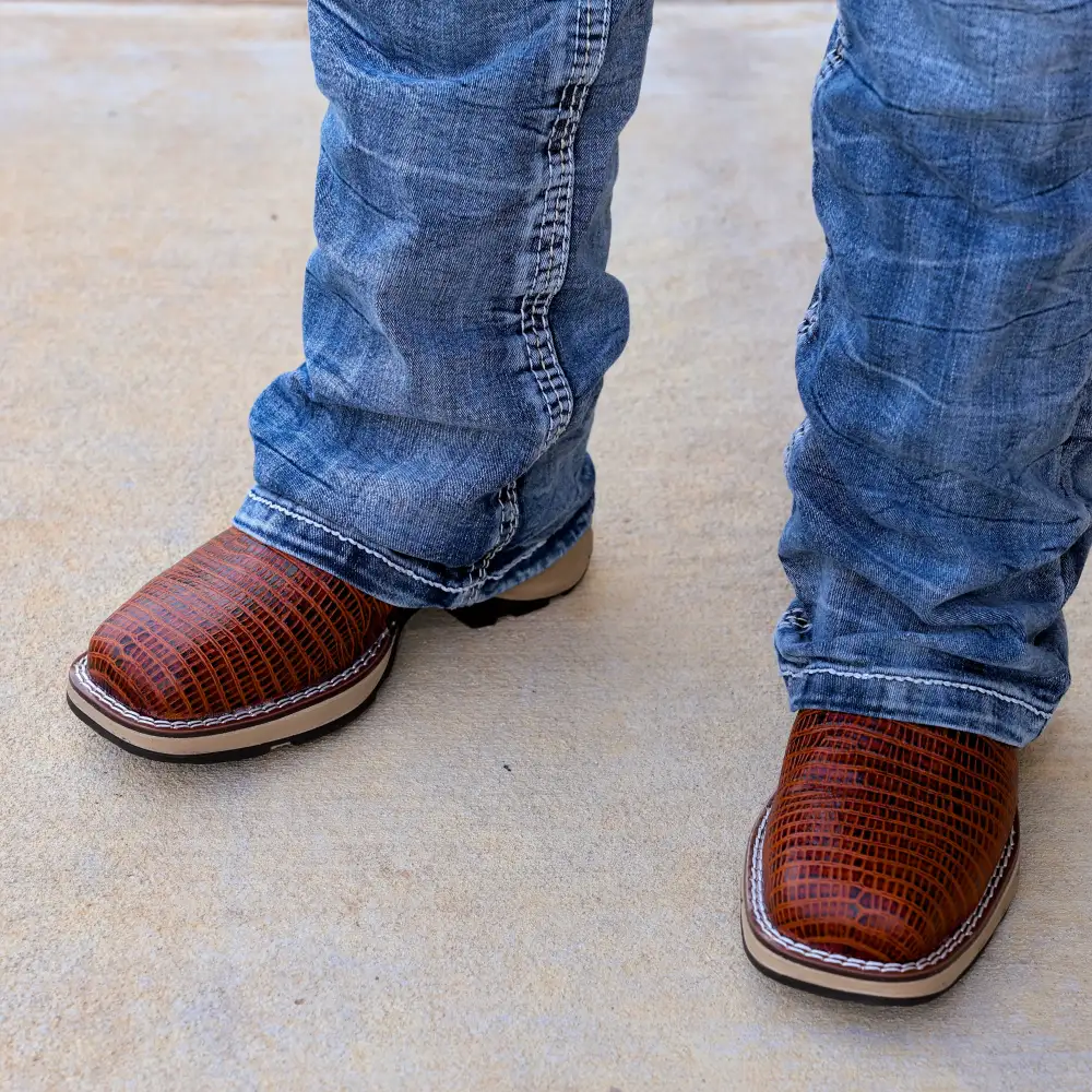 Cognac Lizard Leather Boots With 3D Lightweight Sole - Composite Toe