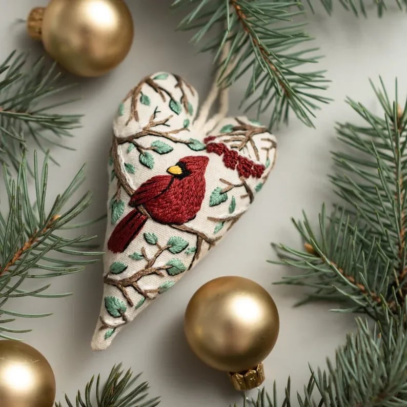 DIY Heart Shaped Hand Embroidered Christmas DIY material kit
