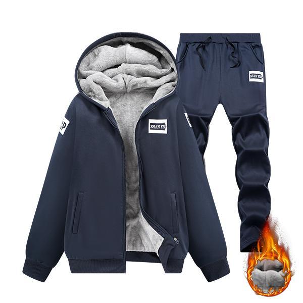 Men’s Thick Fleece Hoodie & Sweatpants Set – Warm Winter Casual Outfit