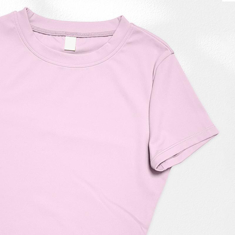 Women's two-piece set sports suit, round neck T-shirt and high waist shorts with pockets