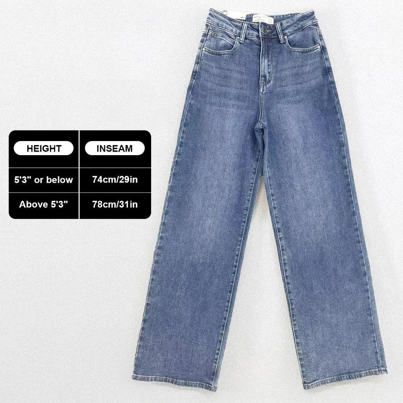 Casual Mid-Rise Denim Multi-Pocket Wide Leg Jeans