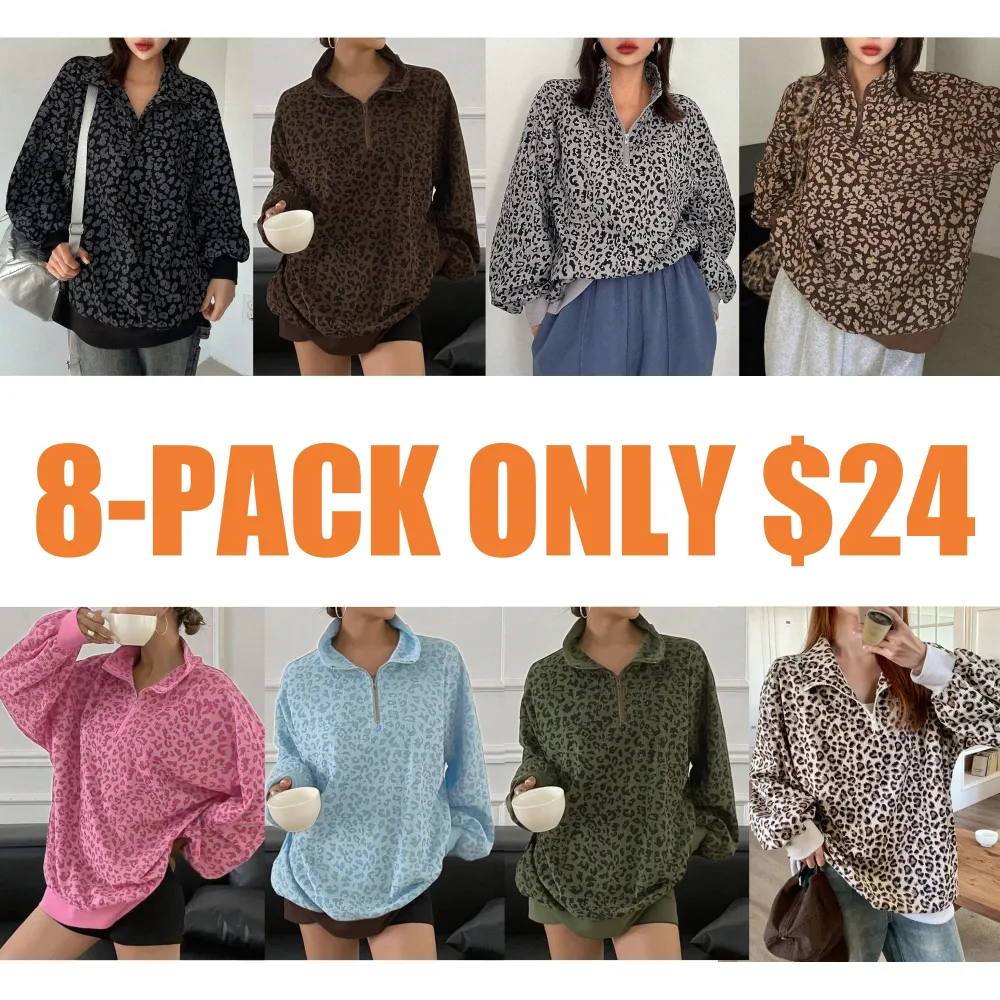 Women's Leopard Print Pullover Hoodie