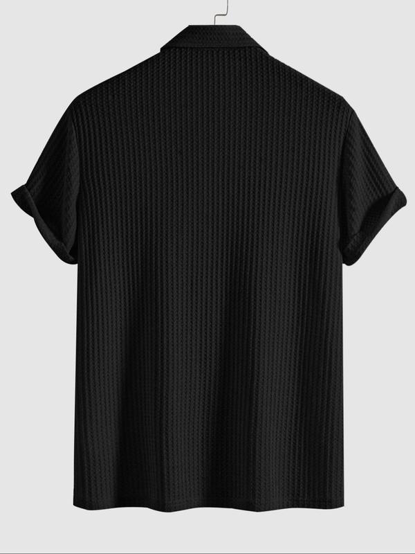 Men’s Summer Jacquard Knit Polo Shirt — Casual Short Sleeve Top