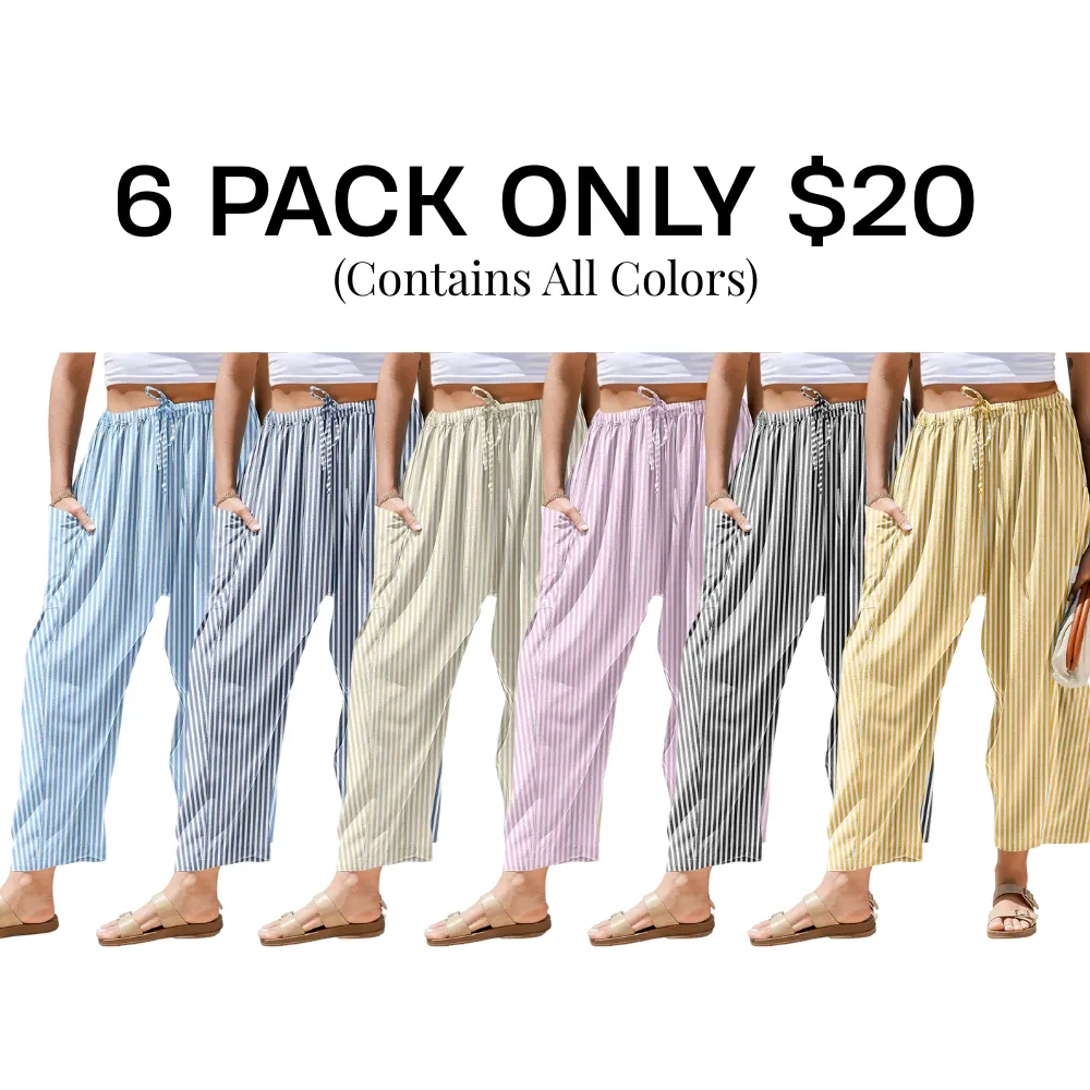 Womens Wide Leg Gingham Striped Plaid Pants