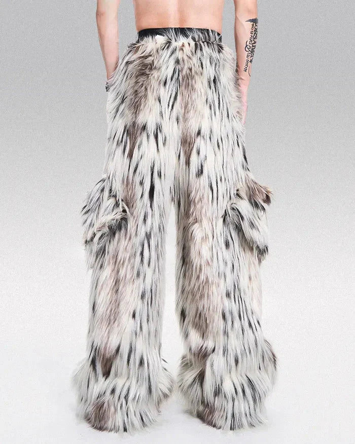 Thick Faux Fur Wide Leg Pants