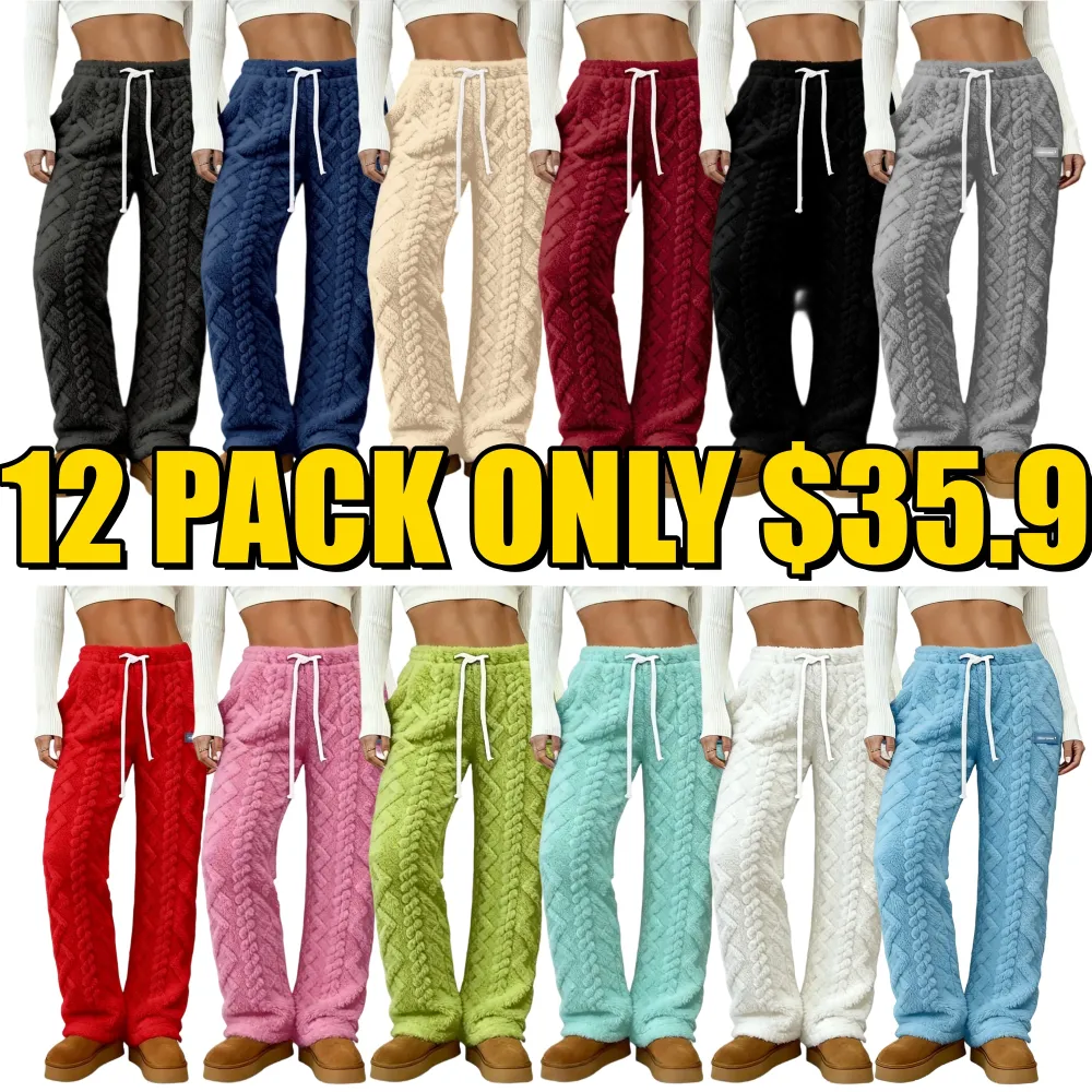 Women's fleece sweatpants, cable knit trousers