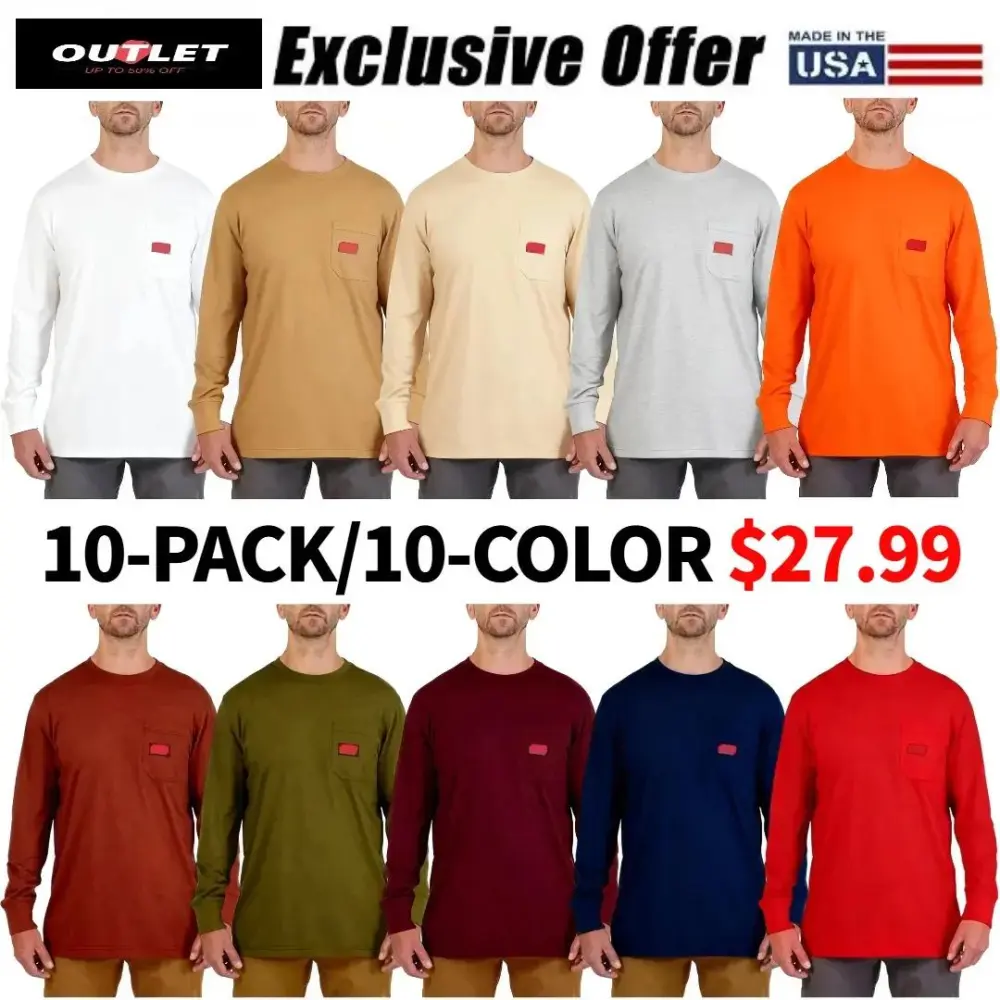 Men's GRIDIRON Cotton/Polyester Long-Sleeve Pocket T-Shirt