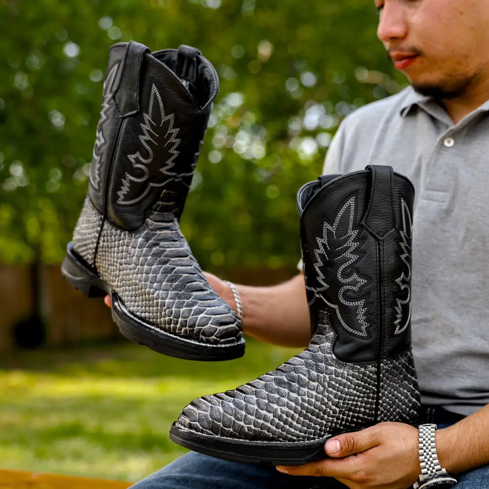 Eclipse Python Leather Boots With 3D Lightweight BLACK EDITION Sole - Composite Toe