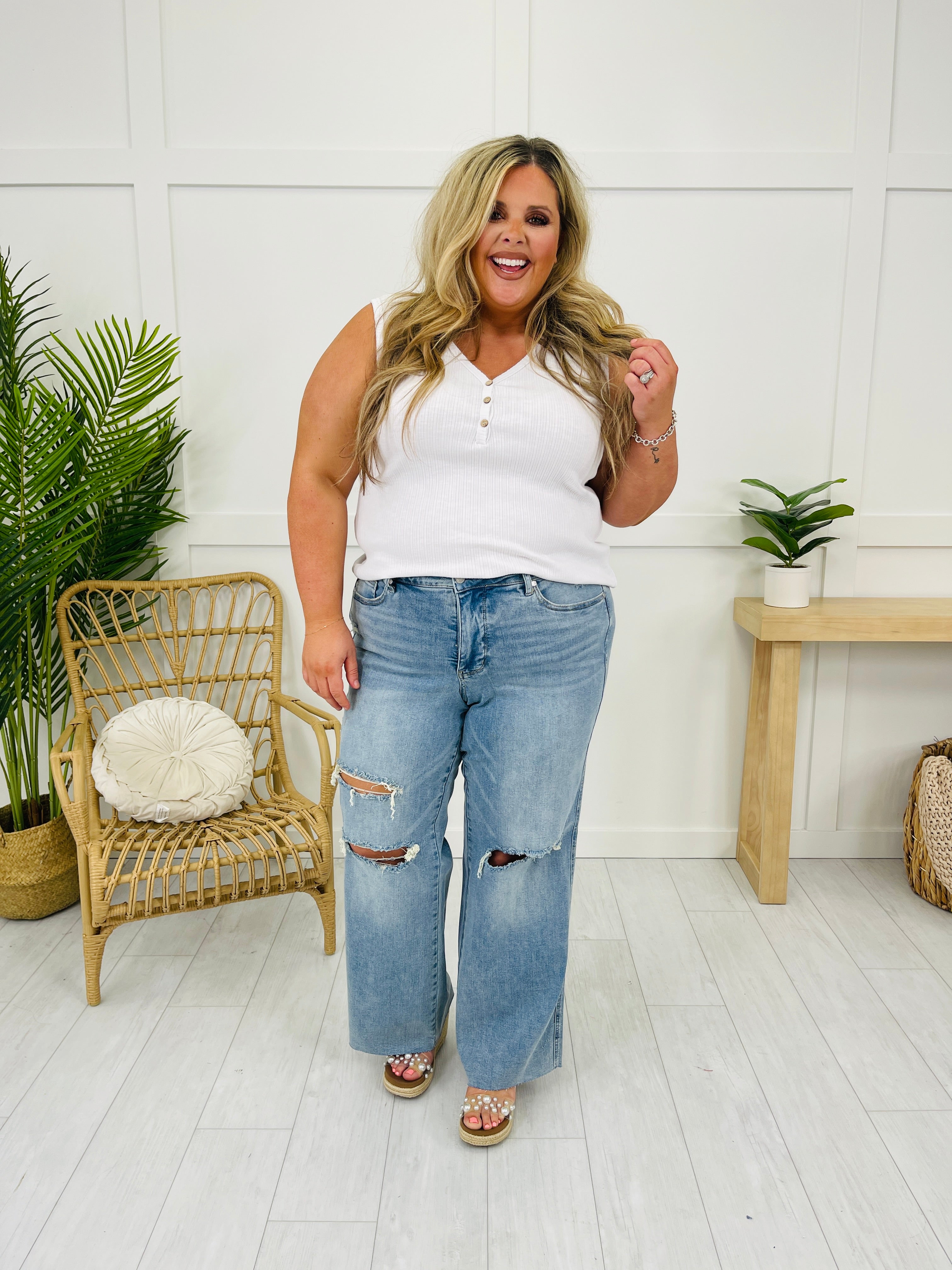 Judy Blue Play It Cool Tummy Control Wide Leg Jeans